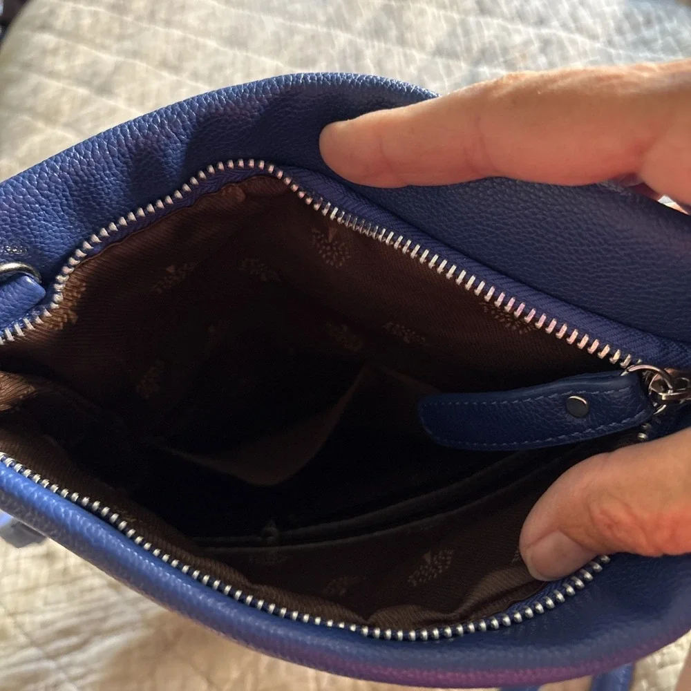 Mulberry‎ Satchel Bag Pigment Blue Pebble Leather Crossbody Handbag Designer